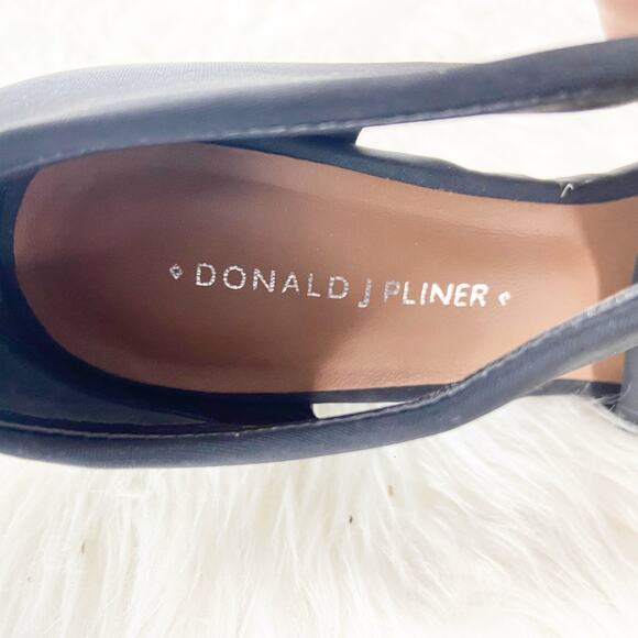 Donald J. Pliner 7 M Womens Black Leather Aurora Satin Strap Cage Wedges Sandals - Picture 8 of 10